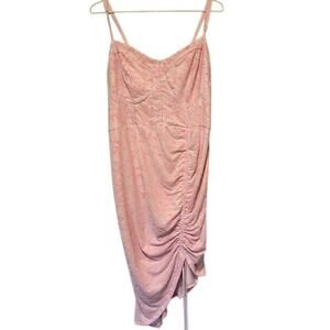Womens Y2K Babydoll Velvet Fairy Dress 3XL Coquette Balletcore‎ Midi Fitted Pink